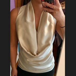 Ivory satin cowl neck tank